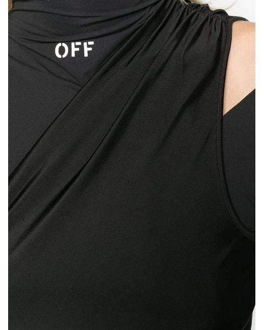 Off-White c/o Virgil Abloh Black Asymmetric-Sleeve Midi Dress