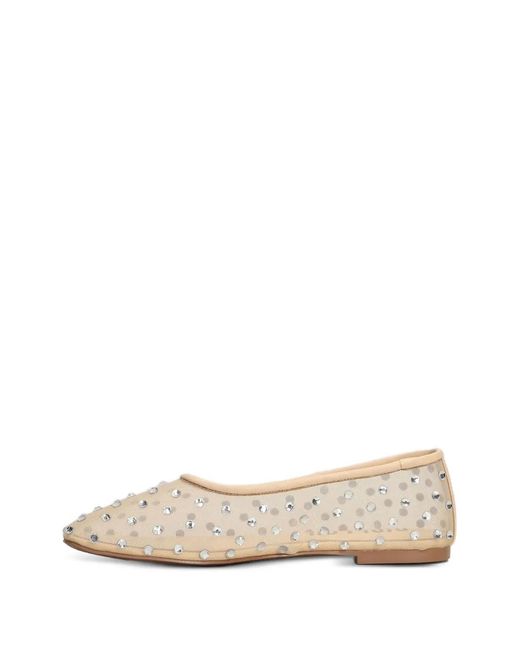 Bibi Lou Natural Crystal-Embellished Ballet Flats