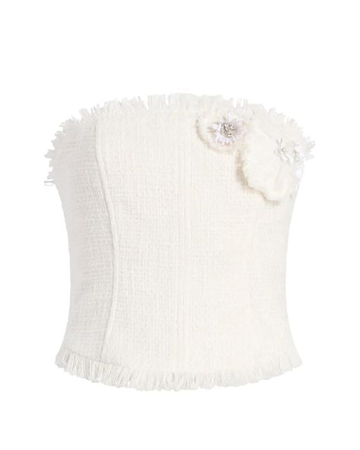 Cinq À Sept White Flower Frilled Henriette Top