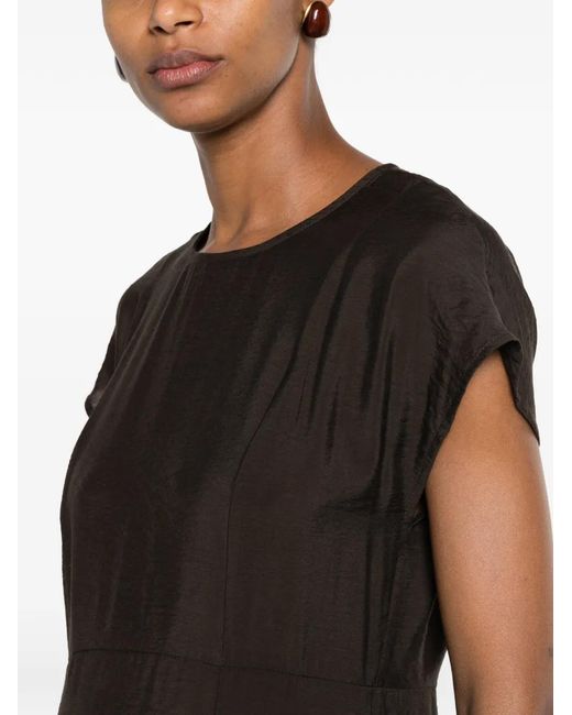 Marc O' Polo Brown Satin-Finish Cap-Sleeve Dress