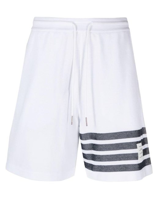 Thom Browne White 4-bar Stripes Shorts for men