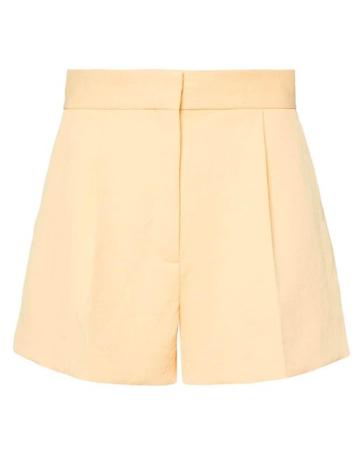 Sandro Natural Pleated Cotton Tailored Shorts