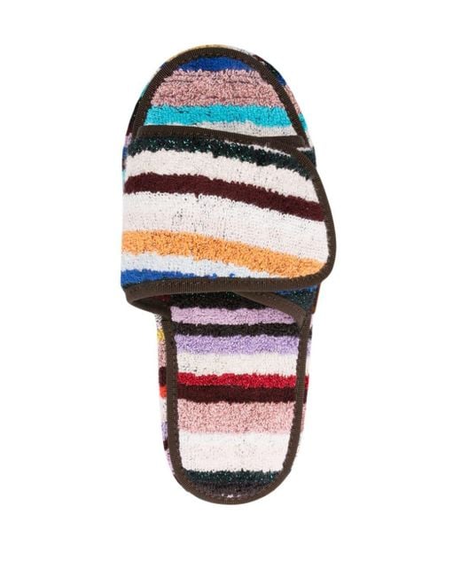 Missoni White Striped Touch-strap Slippers