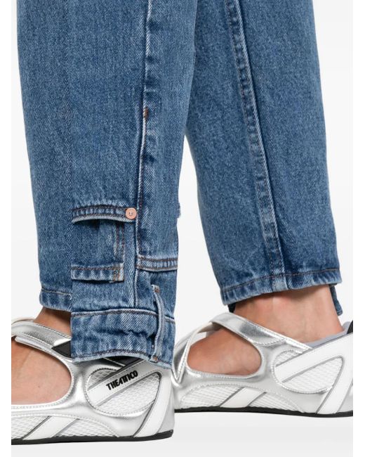 E.L.V. Denim Luna Straight Jeans Met Vlakken in het Blue