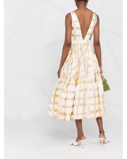 Rochas White Flared Midi Dress