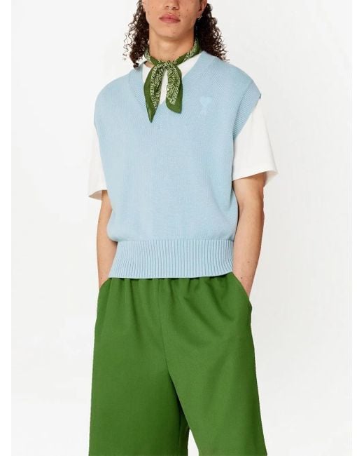 AMI Blue Ami De Coeur V-Neck Vest