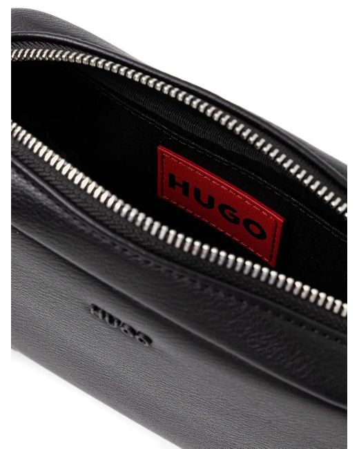 Sac À Bandoulière En Cuir À Fermeture Zippée HUGO en coloris Black