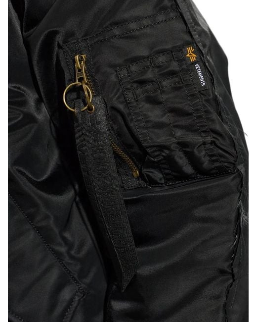 Vetements Black X Alpha Industries Hooded Bomber Jacket for men