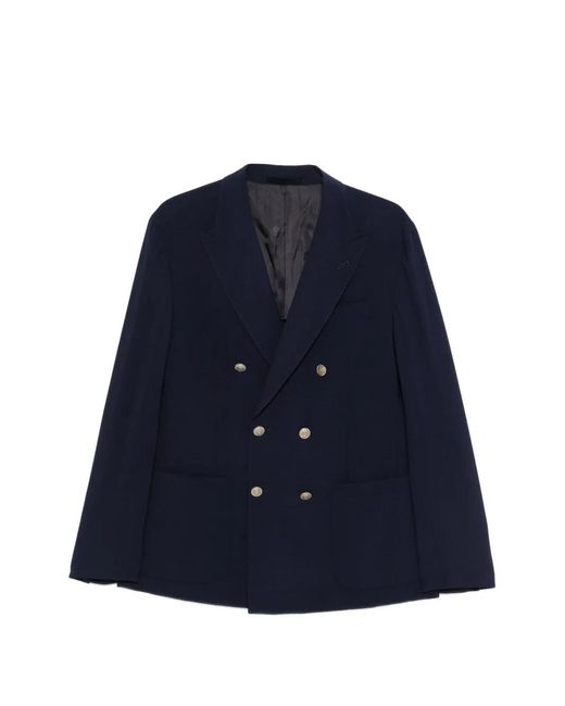 Eleventy Blue Double-Breasted Pocket Jacket for men