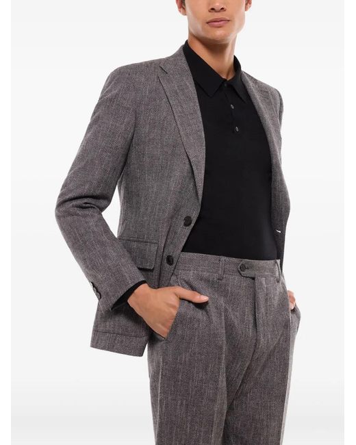 Fursac Gray Herringbone Blazer for men