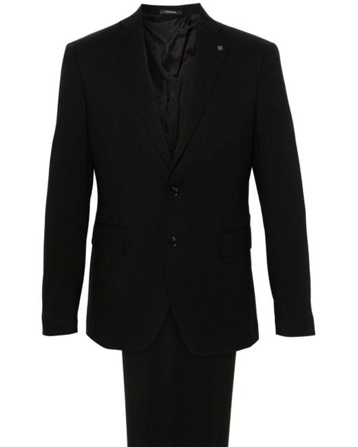 Tagliatore Black Notch-lapels Single-breasted Suit for men