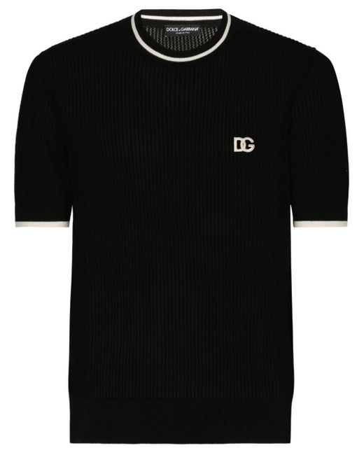 Camiseta con logo DG bordado Dolce & Gabbana de hombre de color Black