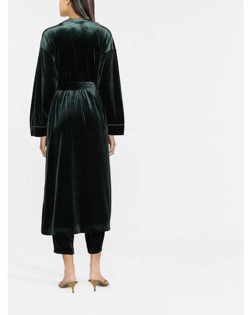 Blanca Vita Black Velvet-Effect Tied-Waist Coat
