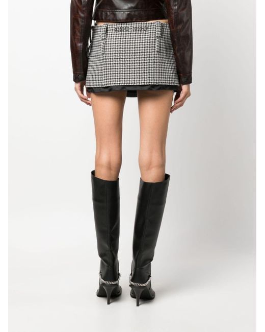 Minifalda de lana con pata de gallo Miu Miu de color Black
