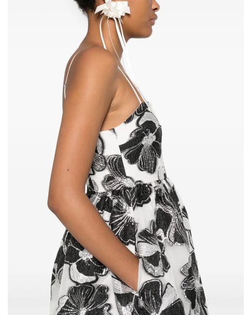 Stine Goya White Anemone-Jacquard Voluminous Midi Dress