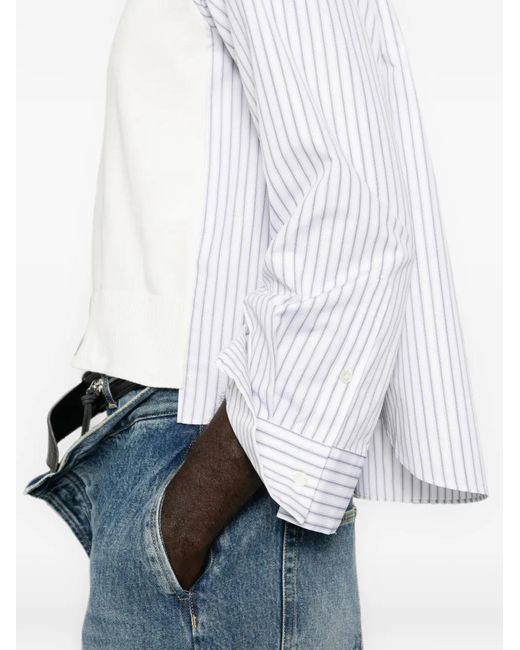 Sacai White Striped-Panel Sweater for men