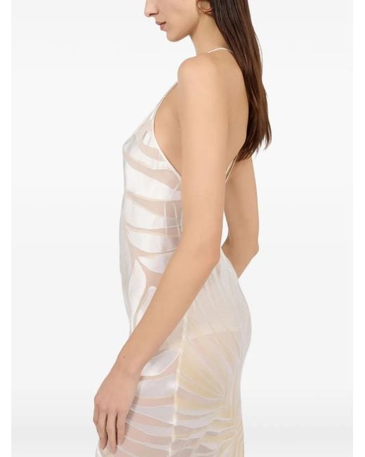 Roberto Cavalli White Devoré-Maxikleid