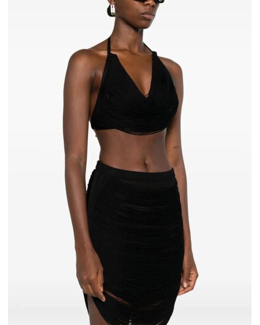 The Attico Black Multi-Strings Crop Top