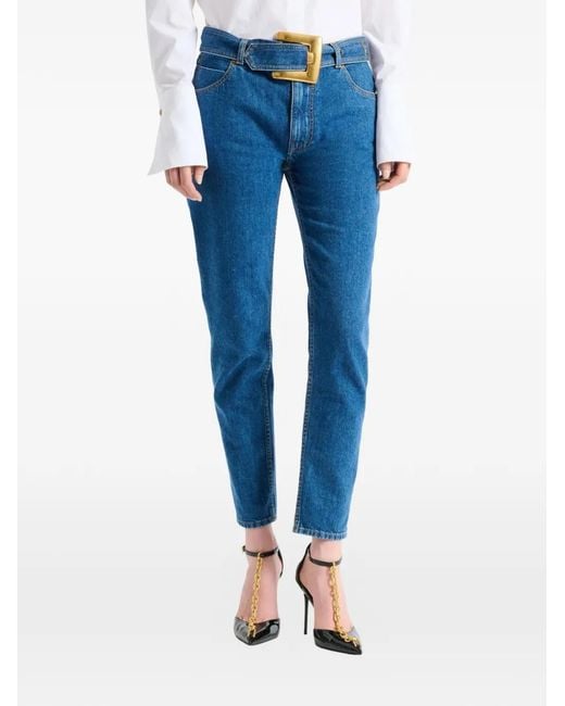 Vaqueros Con Cinturón Balmain de color Blue