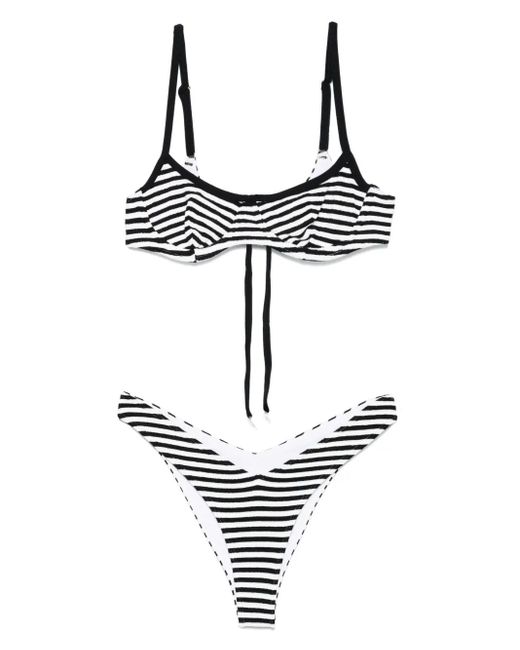 Frankie's Bikinis Black Striped Bikini Set