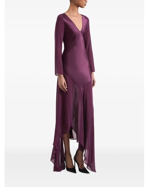 Nina Ricci Purple Bow-Detail Long-Sleeved Asymmetric Dress