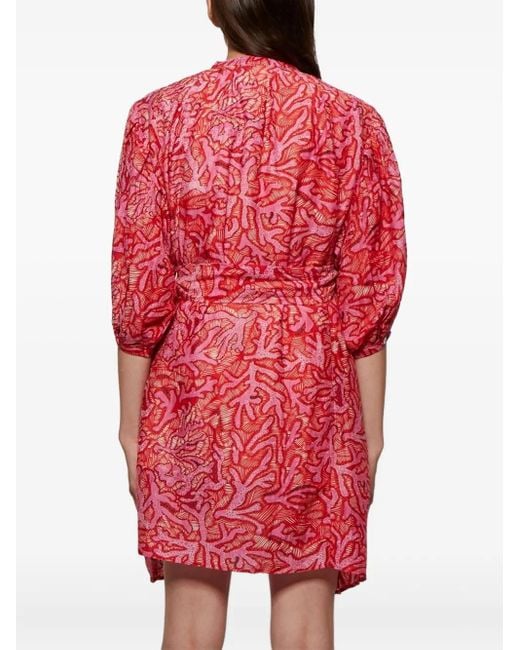 Belted mini shirt dress Chufy de color Red