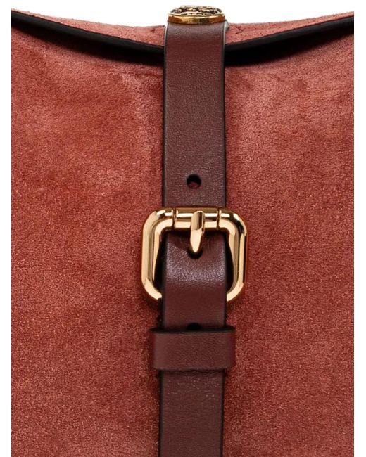 Etro Red Medium Fringe-Trimmed Buckle-Fastening Shoulder Bag
