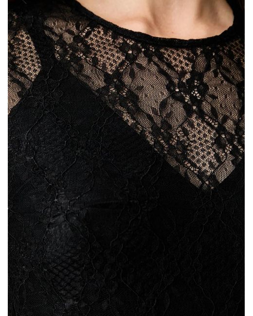 Twinset Black Lace-Panelled Bodysuit