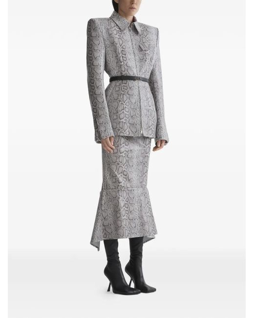 Mugler Gray Snake-Print Zip Jacket