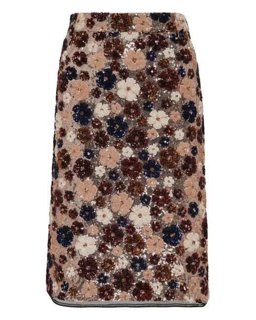 N°21 Brown Sequin-Embellished Skirt