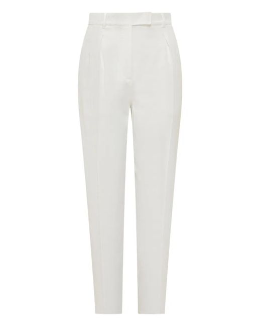 Max Mara White Pleated Tapered Trousers