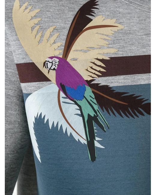 Valentino Garavani Blue Parrot-Print Striped Sweatshirt for men