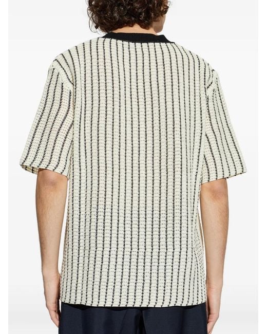 Jil Sander White Striped Crew-Neck T-Shirt for men