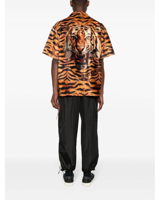 Mastermind Japan Brown Tiger-print Velvet-finish Shirt for men