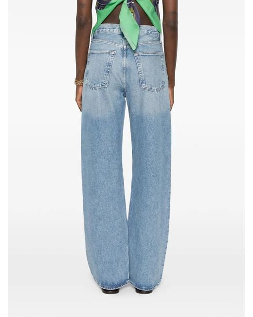 Agolde Blue Faded Wide-Leg Jeans