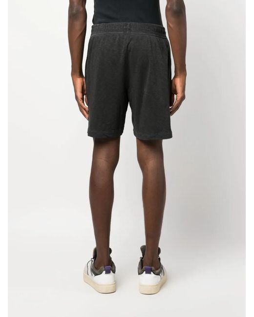 James Perse Black Mélange-Effect Cotton Track Shorts for men