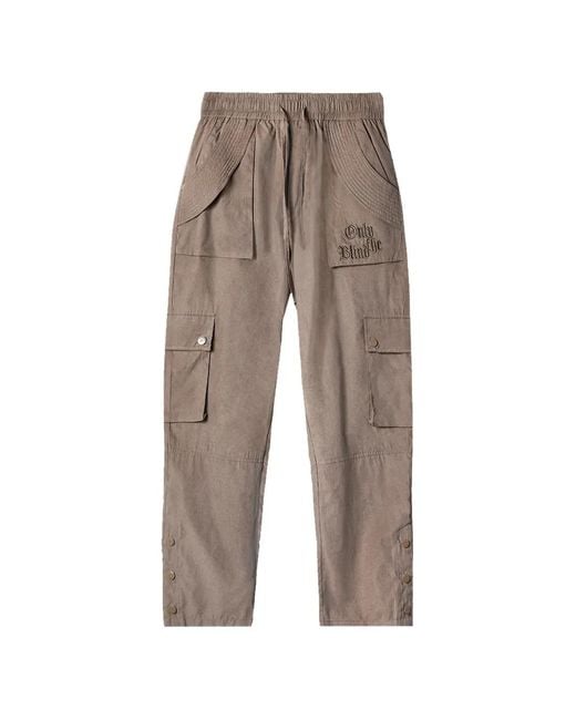 Only the Blind Natural Brushed Embroidered Cargo Pants for men