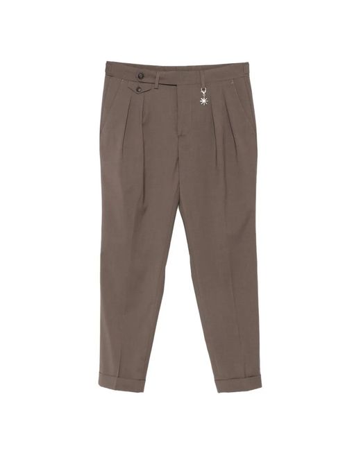 Manuel Ritz Gray Pleated Turn-Up Trousers for men