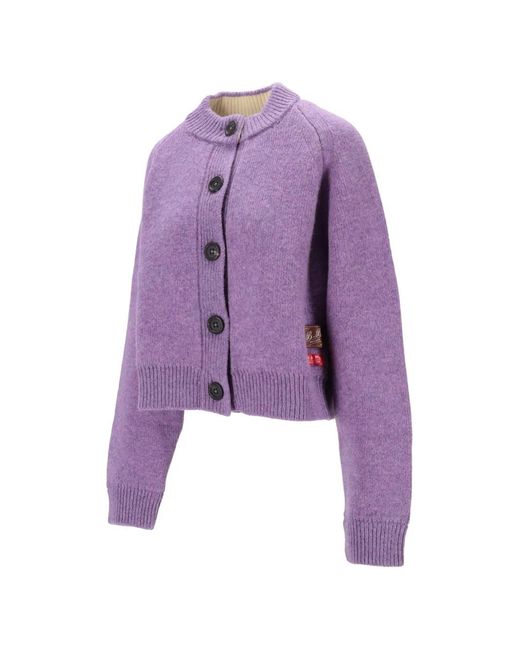 B.B. Wallace Purple Sherman Crew-Neck Button-Up Cardigan