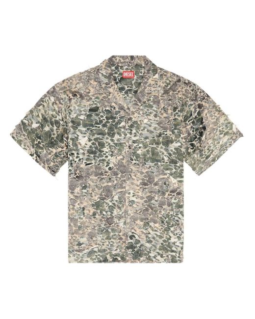 Camisa Hockney-Camu con efecto destruido DIESEL de hombre de color Gray