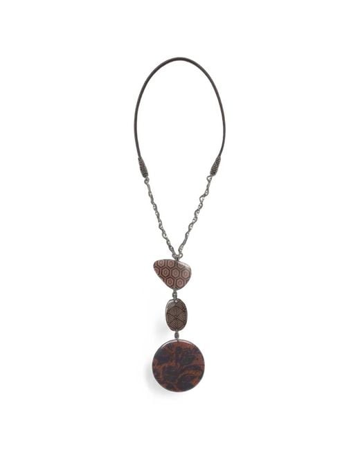 Patchwork-Print Resin Necklace Maliparmi en coloris White