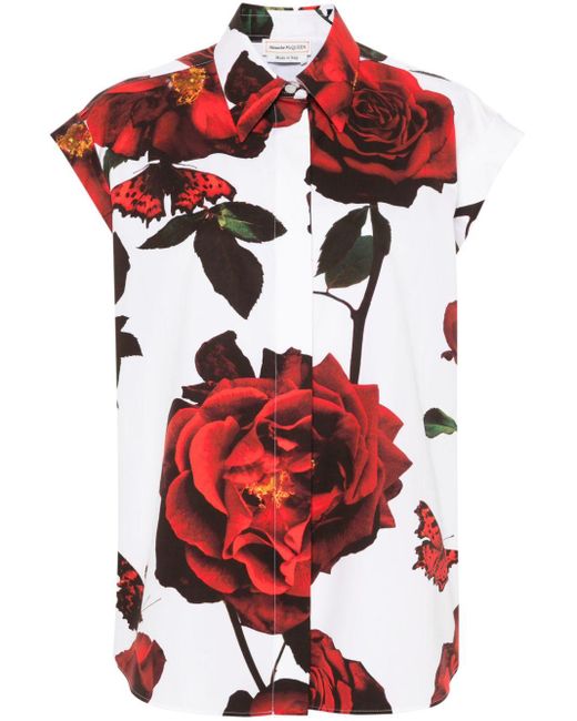| Camicia stampa rose | female | BIANCO | 42 di Alexander McQueen in Red