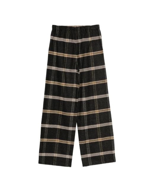 Alysi White Checked Palazzo Pants
