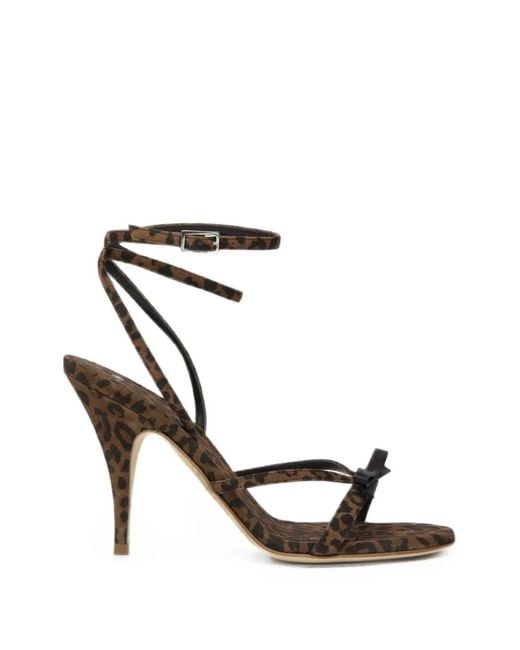 3Juin White Leopard-Print Bow-Detail Sandals