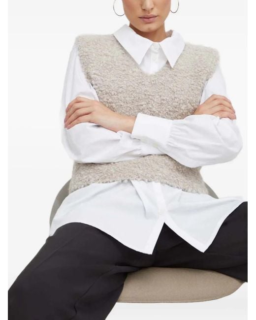 By Malene Birger White Textured V-Neck Vest
