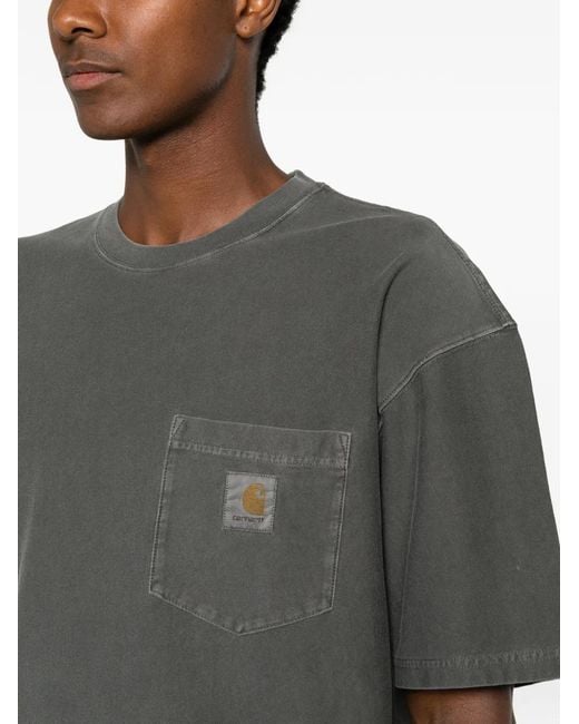 Carhartt Gray Logo-Patch Pocket T-Shirt for men
