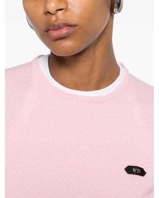 N°21 Pink Pullover Mit Logo-Patch