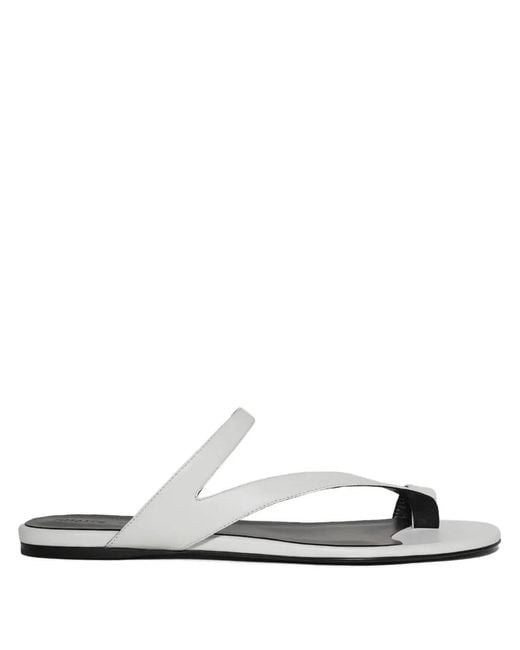 Khaite White Aimee Double-Strap Flat Sandals