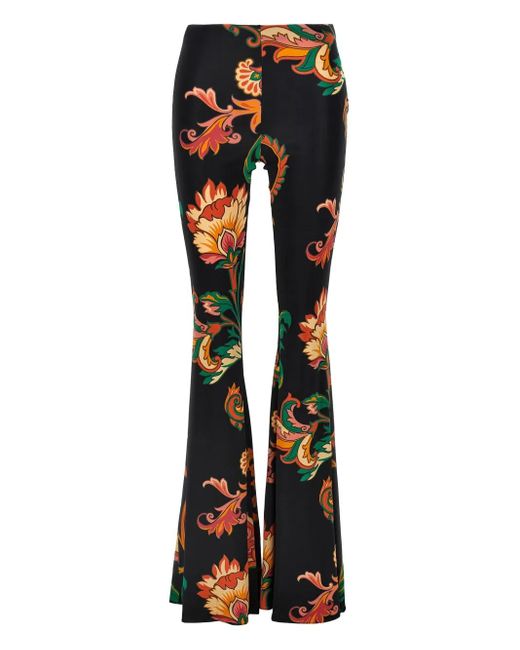 Etro Black Floral-Print Trousers