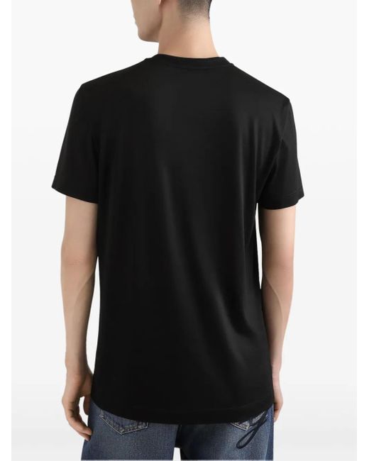 Dolce & Gabbana Black Logo-Embroidery T-Shirt for men